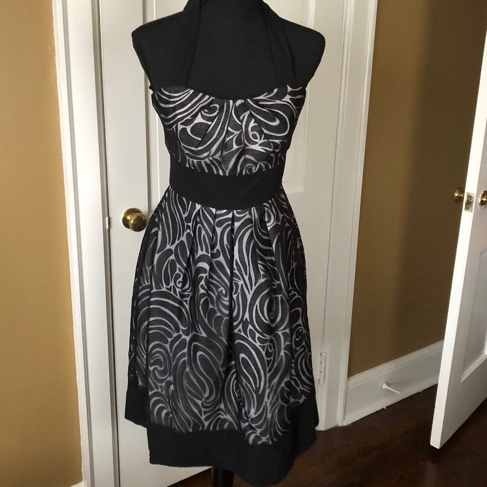 Tie-Black Halter Cocktail Dress